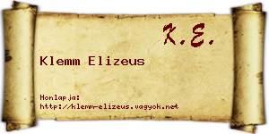 Klemm Elizeus névjegykártya